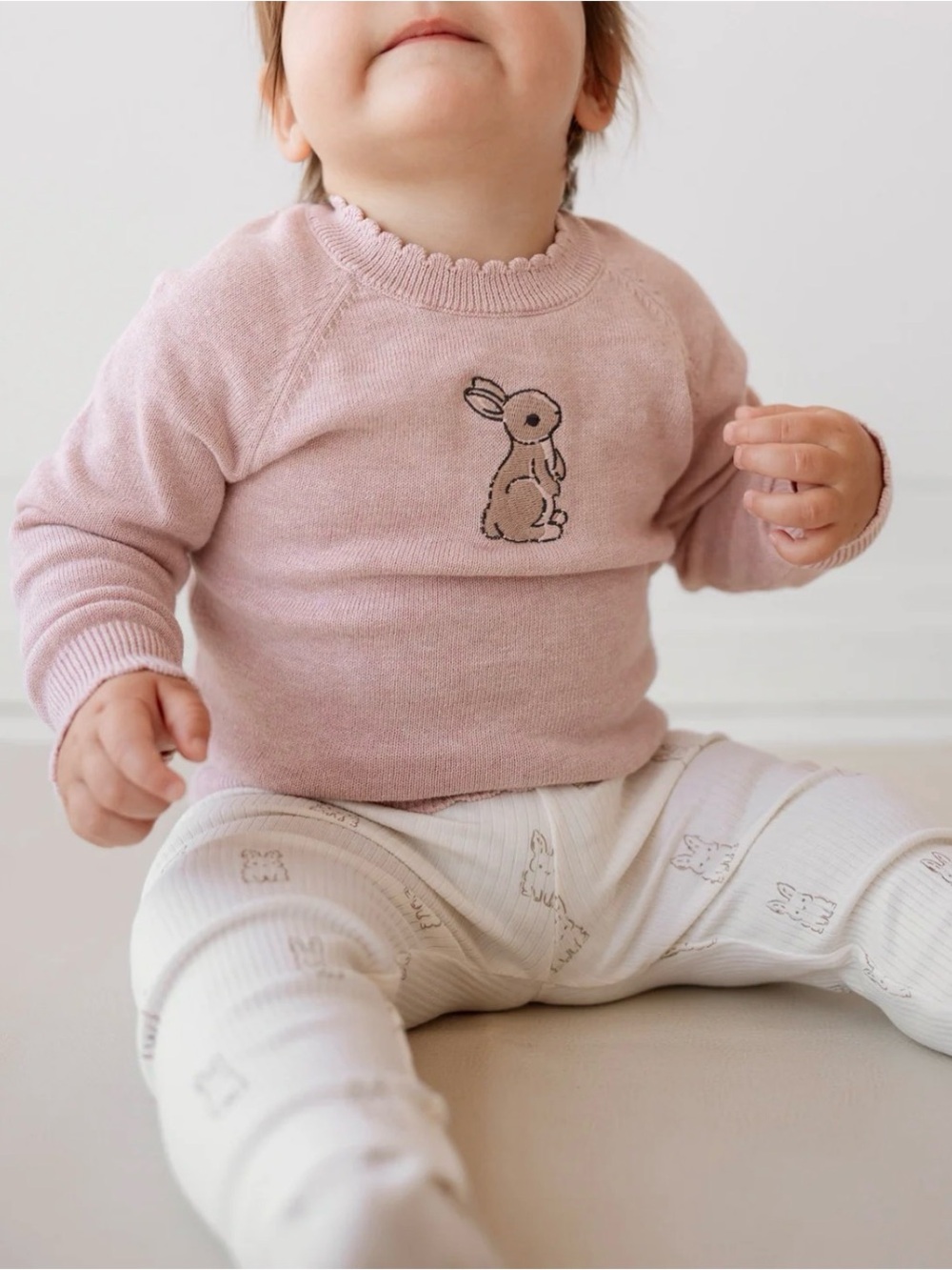 Jamie Kay Pink Bunny Knit Sweater for Kids